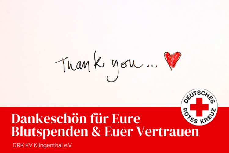 Handschriftliche Aufschrift: Thank you und ein gemaltes rotes Herz.