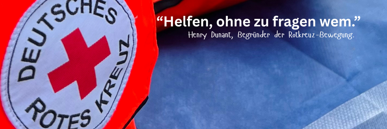 Rundes DRK Armpatch  und blaue Einmaldecke.