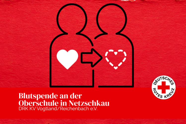 Ergebnisse der Blutspende an der Oberschule Netzschkau: Zu sehen ist eine Grafik als Umriss zweier menschlicher Körper mit gekennzeichneten Herzen.