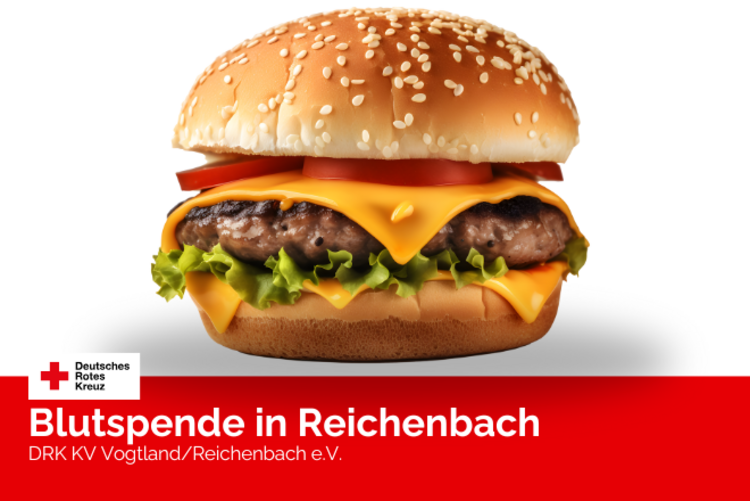 Ein Hamburger ist abgebildet. Passend zum Blutspendetermin bei McDonald´s