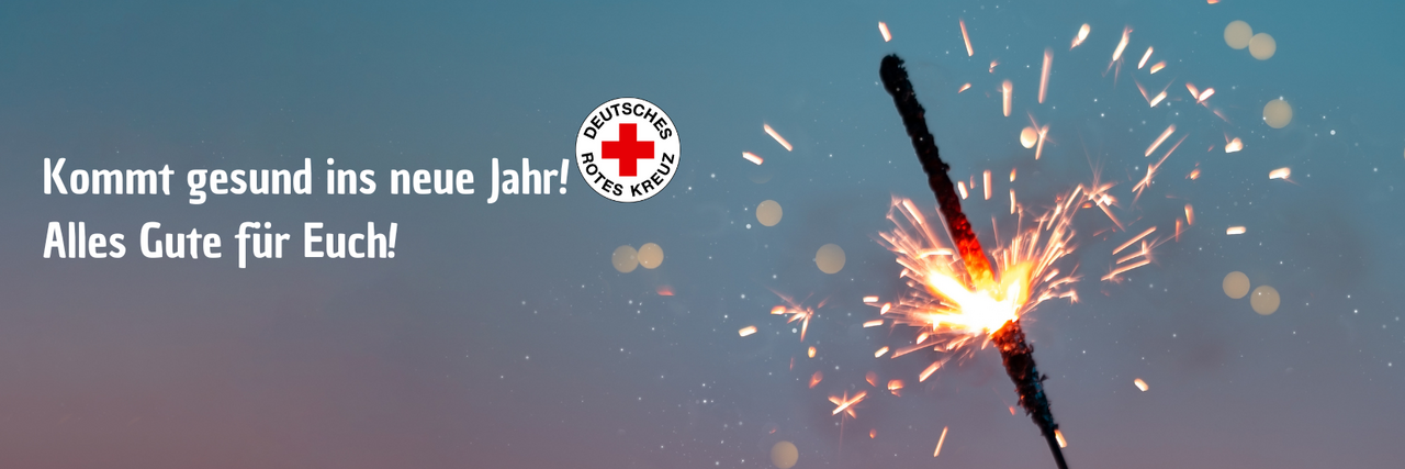 Brennende Wunderkerze, Abendstimmung, "Kommt gesund ins neue Jahr! Alles Gute für Euch!