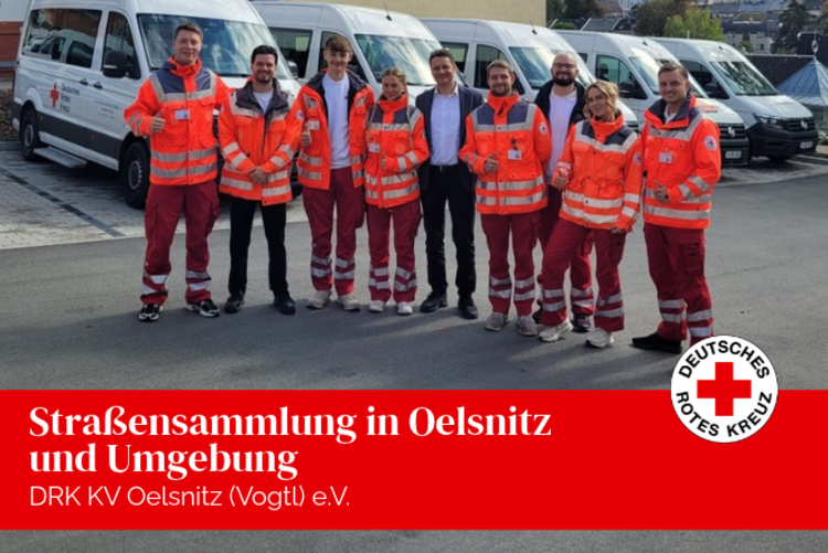Dr. Gideon Türpe, Vorstandsvorsitzender des DRK Kreisverbandes Oelsnitz (Vogtl) e. V., gemeinsam mit den DRK-Botschaftern, die vom 14. bis 26. September 2026 in Oelsnitz/Vogtl., Adorf/Vogtl., Bad Elster und Bad Brambach unterwegs sind.